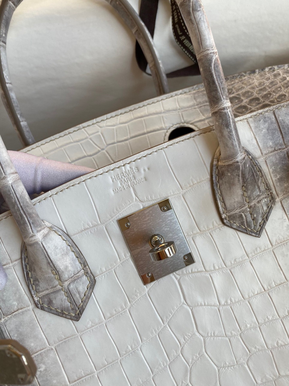 Hermes Birkin 25 Retourne Bag In Himalaya Niloticus Crocodile Skin - Image 6