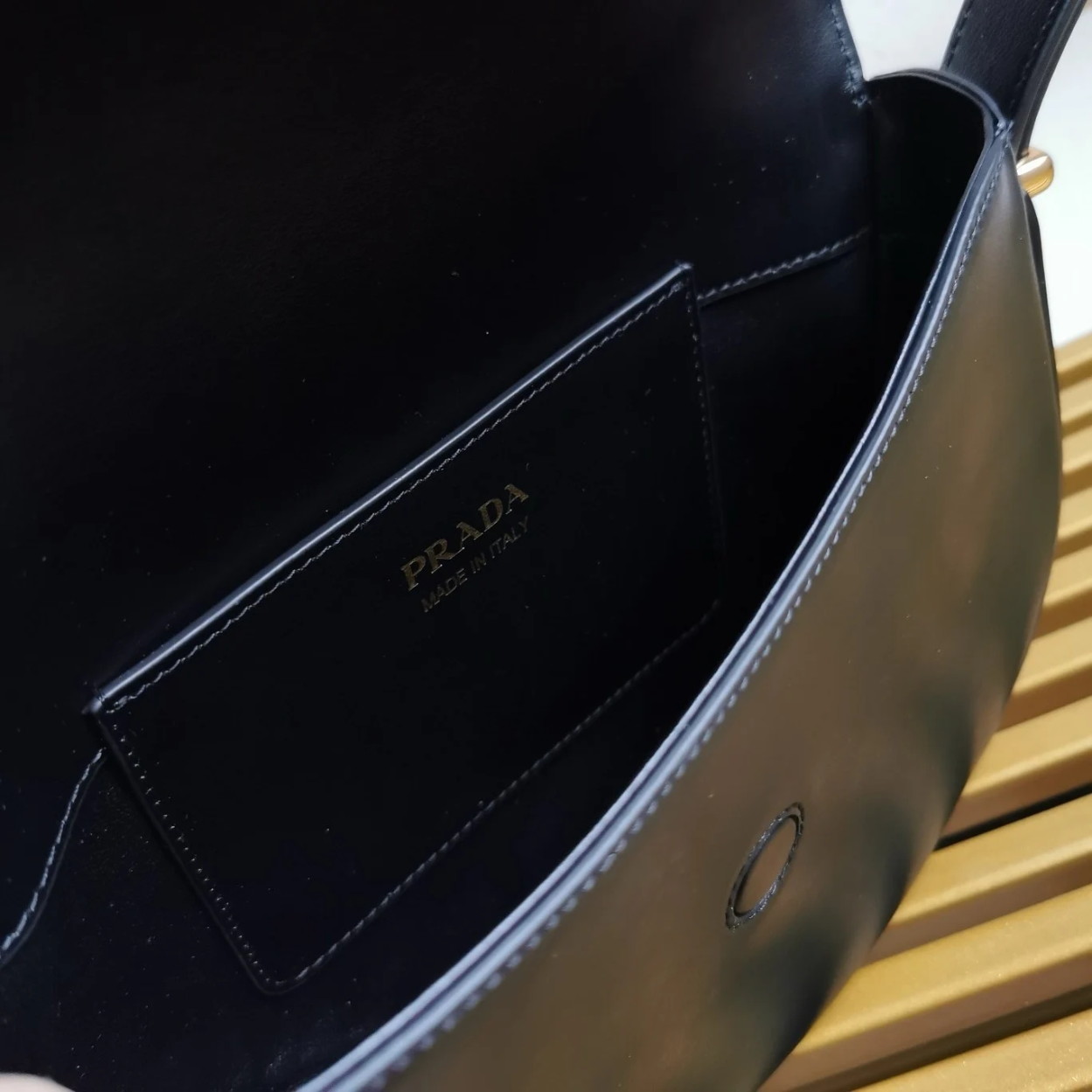 Prada Arque Shoulder Bag with Flap in Black Leather - Image 2