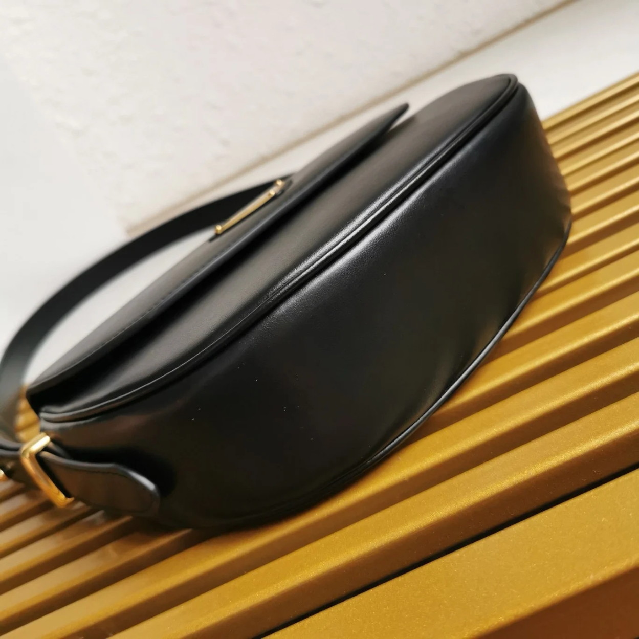 Prada Arque Shoulder Bag with Flap in Black Leather - Image 8