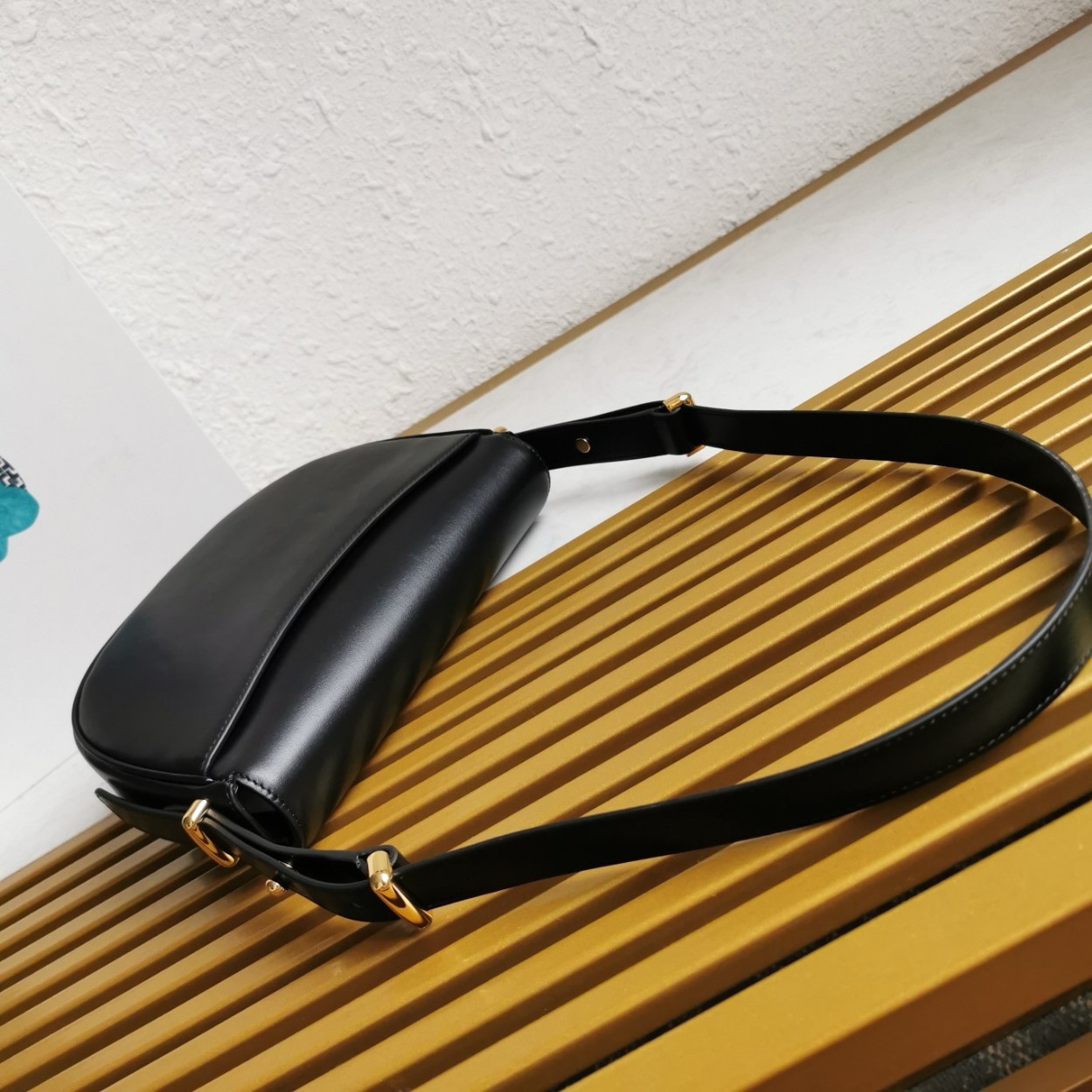 Prada Arque Shoulder Bag with Flap in Black Leather - Image 9