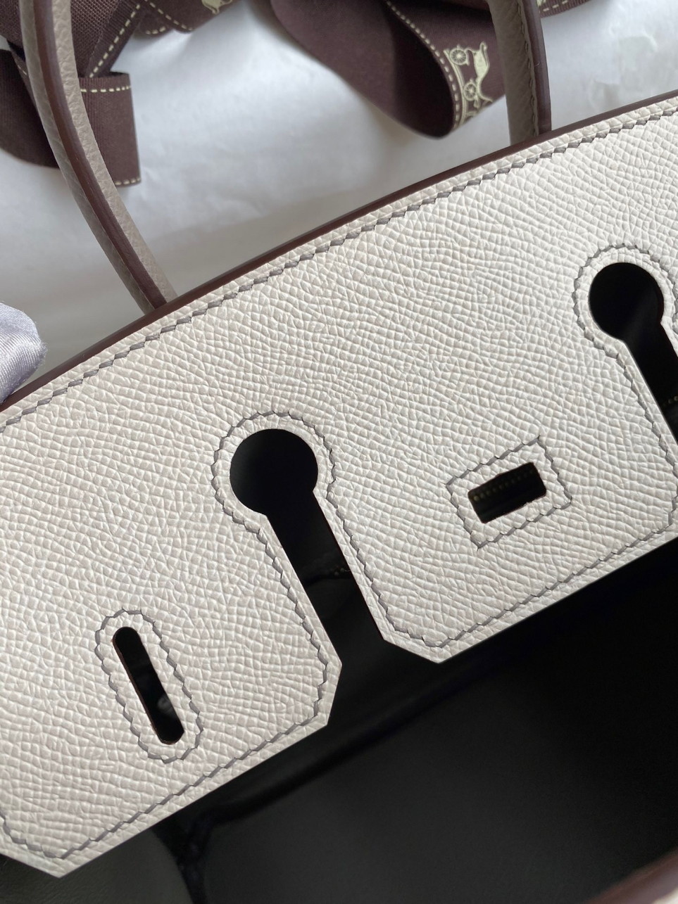 Hermes HSS Birkin 25 Bicolor Bag in Craie and Gris Asphalt Epsom Calfskin - Image 4