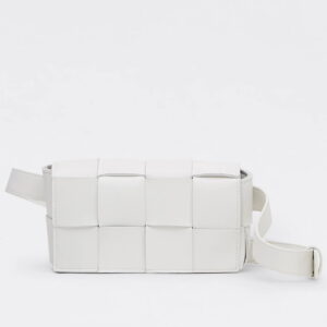 Bottega Veneta Cassette Belt Bag In White Lambskin