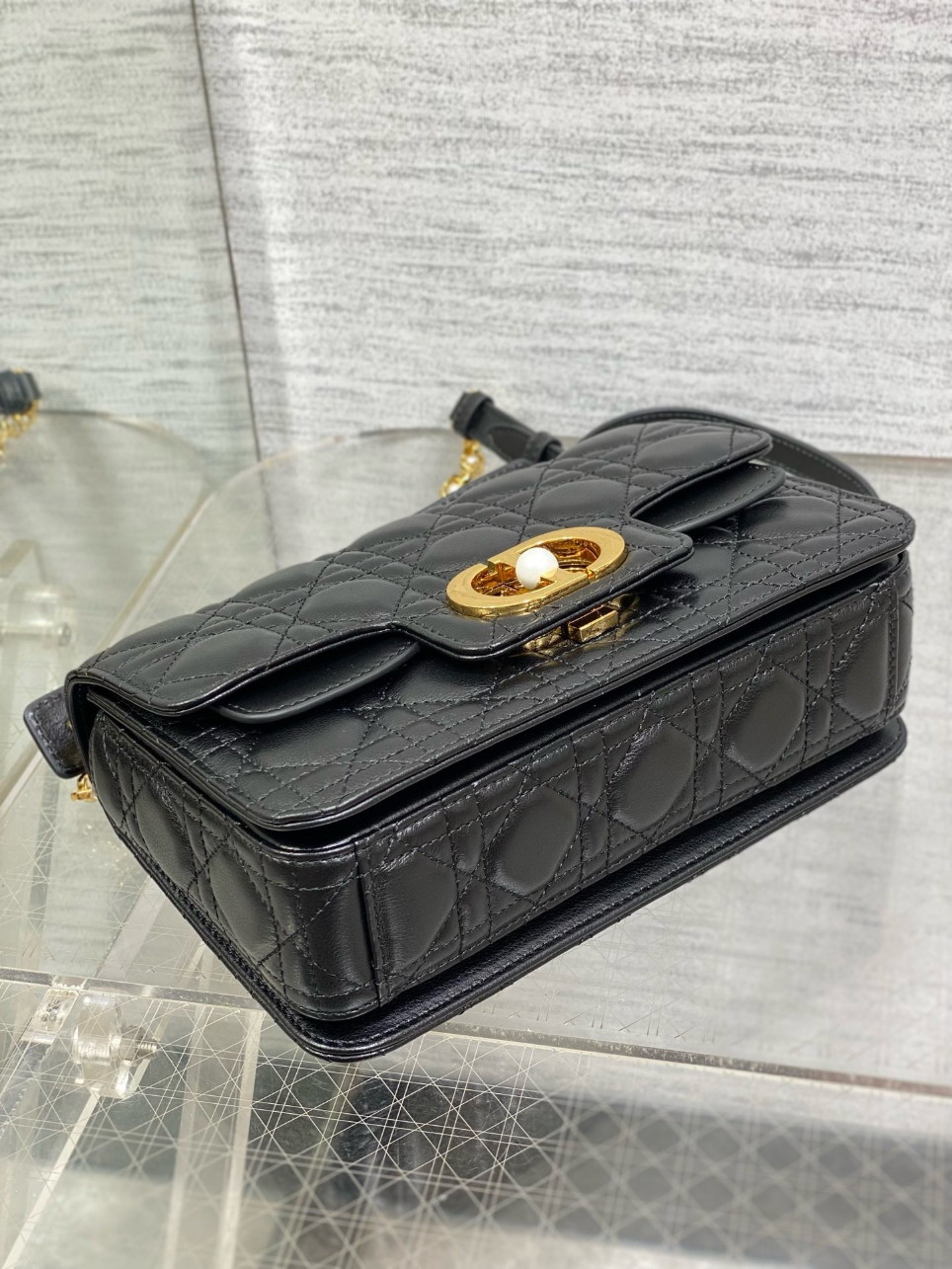 Dior Small Jolie Top Handle Bag in Black Cannage Calfskin - Image 2