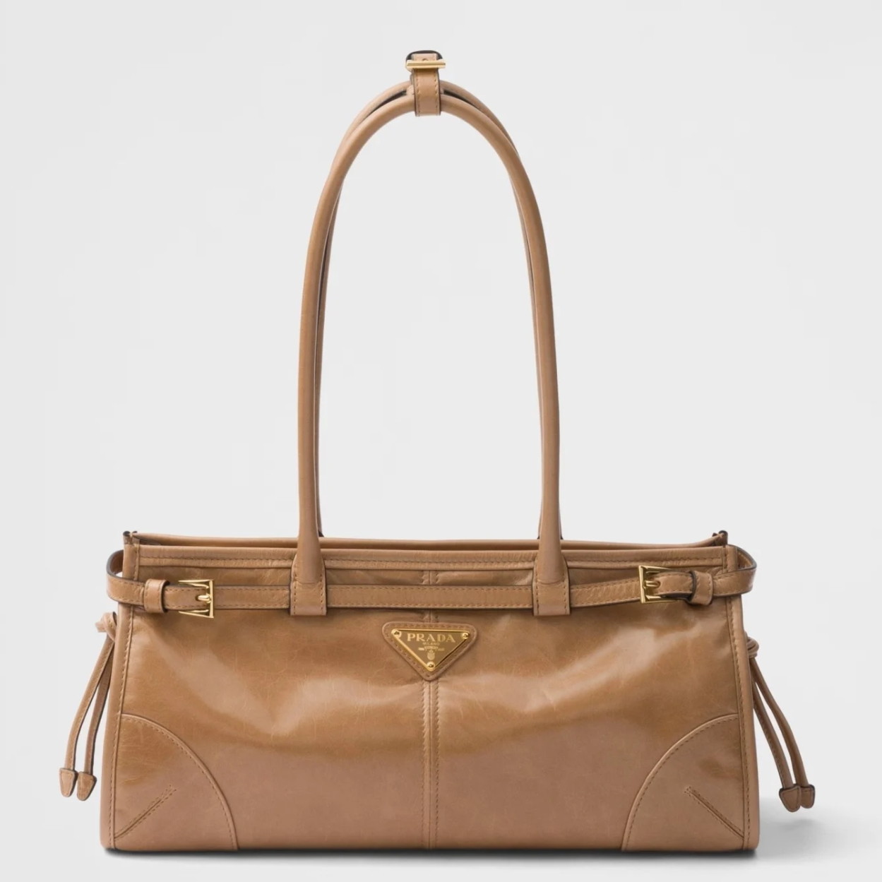 Prada Bonnie Medium Tote Bag in Brown Soft Leather