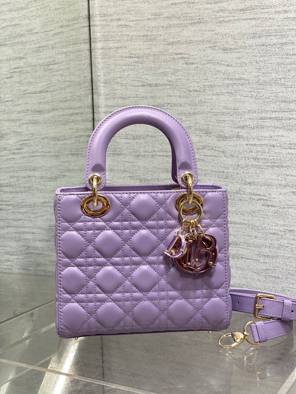 Dior Small Lady Dior Bag in Lilas Lambskin with Resin Charms - Image 10