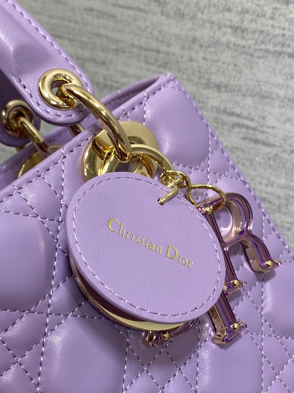 Dior Small Lady Dior Bag in Lilas Lambskin with Resin Charms - Image 4