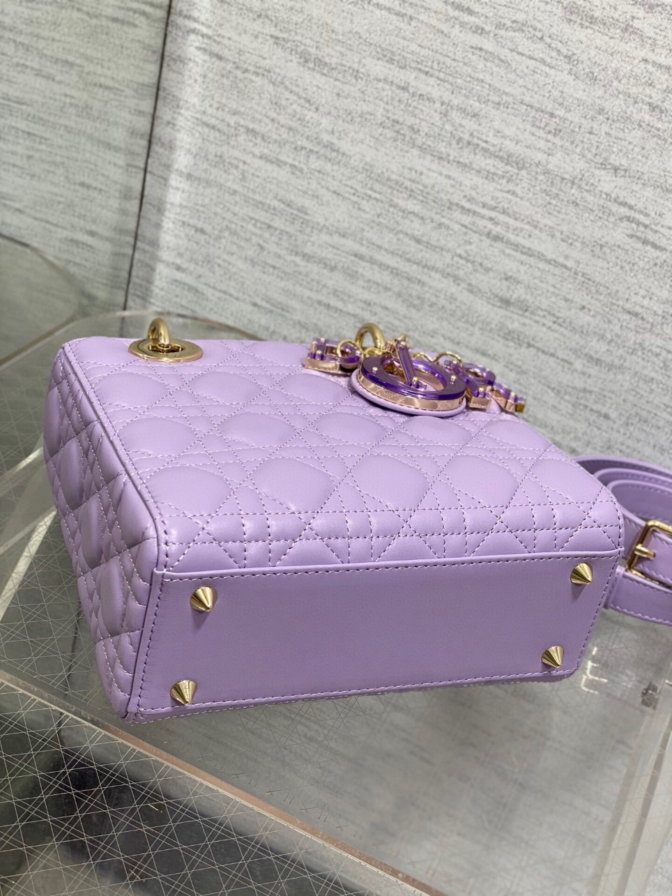 Dior Small Lady Dior Bag in Lilas Lambskin with Resin Charms - Image 5