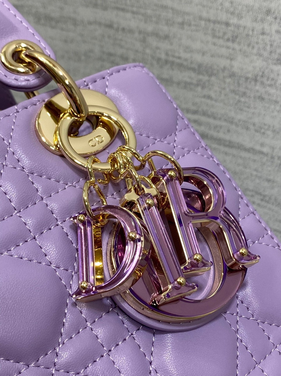 Dior Small Lady Dior Bag in Lilas Lambskin with Resin Charms - Image 7