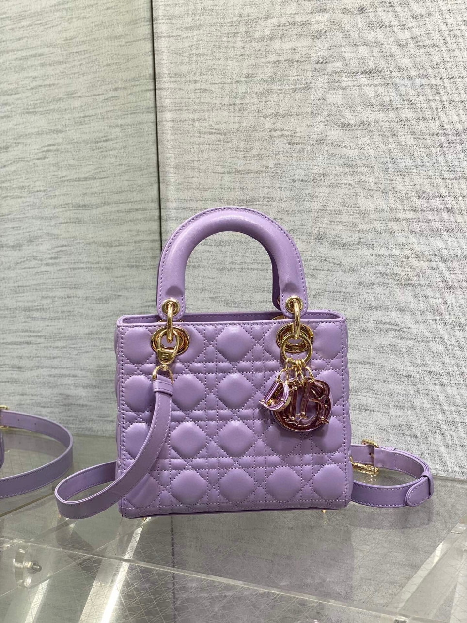 Dior Small Lady Dior Bag in Lilas Lambskin with Resin Charms - Image 8