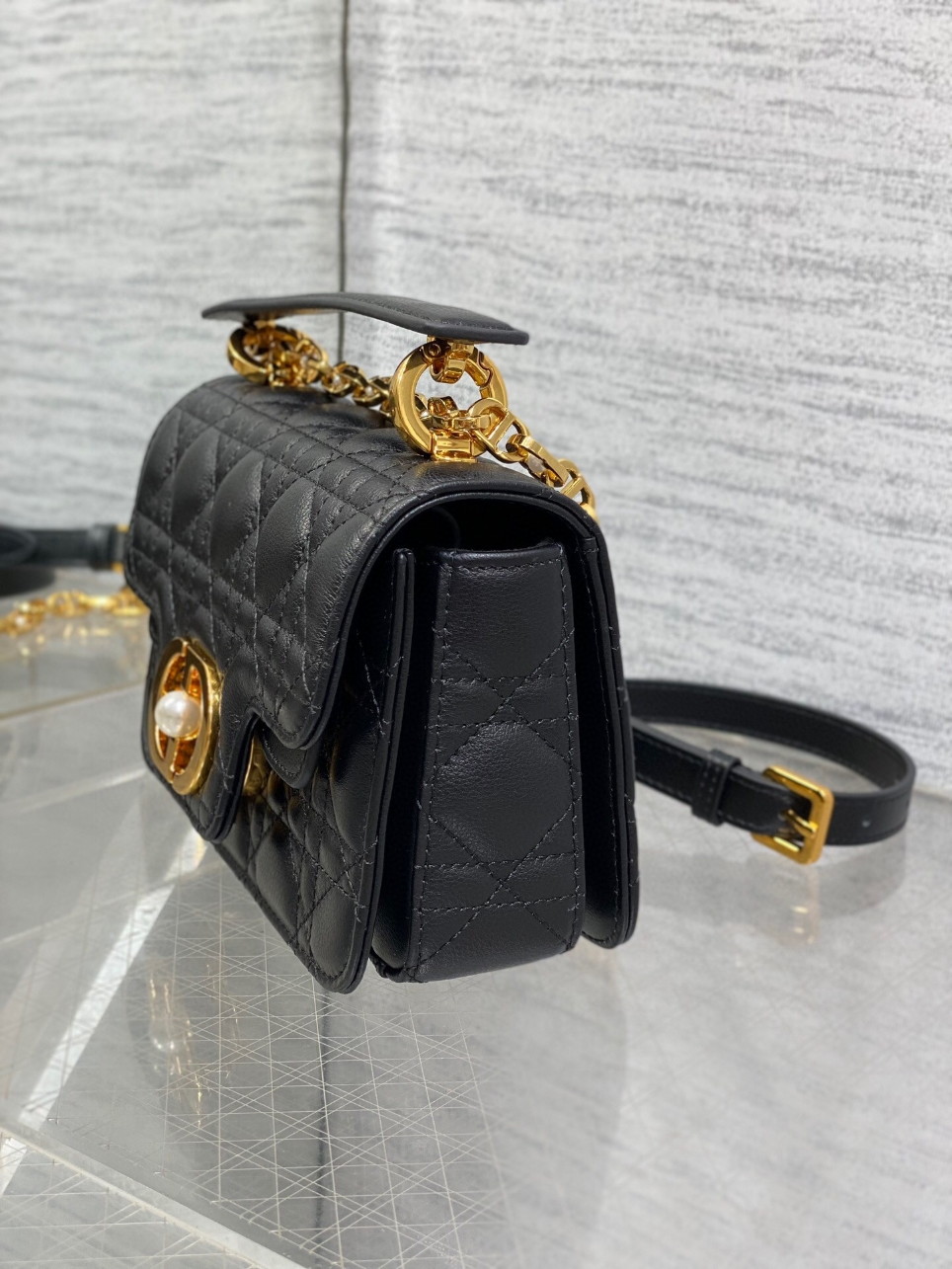 Dior Mini Jolie Top Handle Bag in Black Cannage Calfskin - Image 2