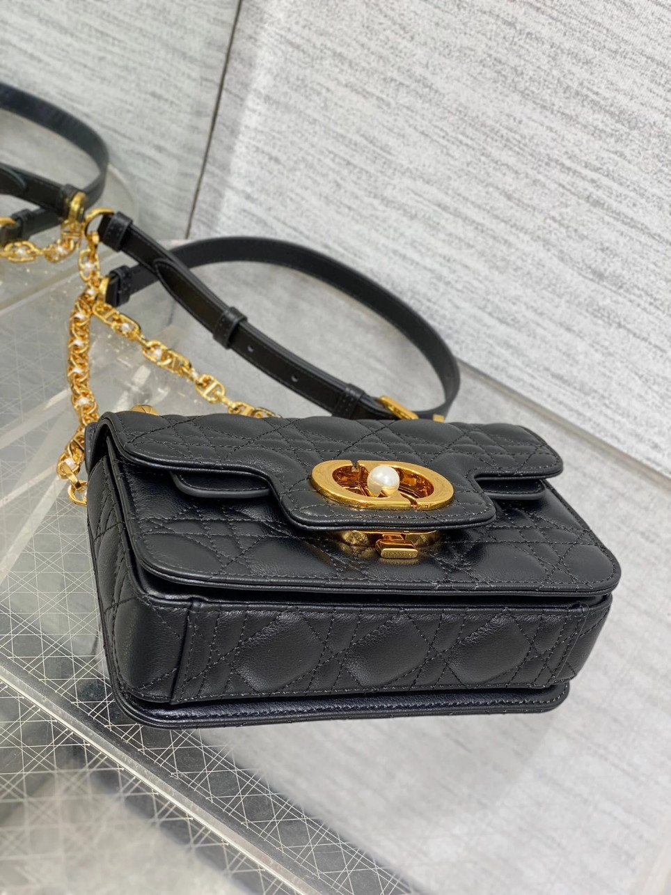 Dior Mini Jolie Top Handle Bag in Black Cannage Calfskin - Image 3