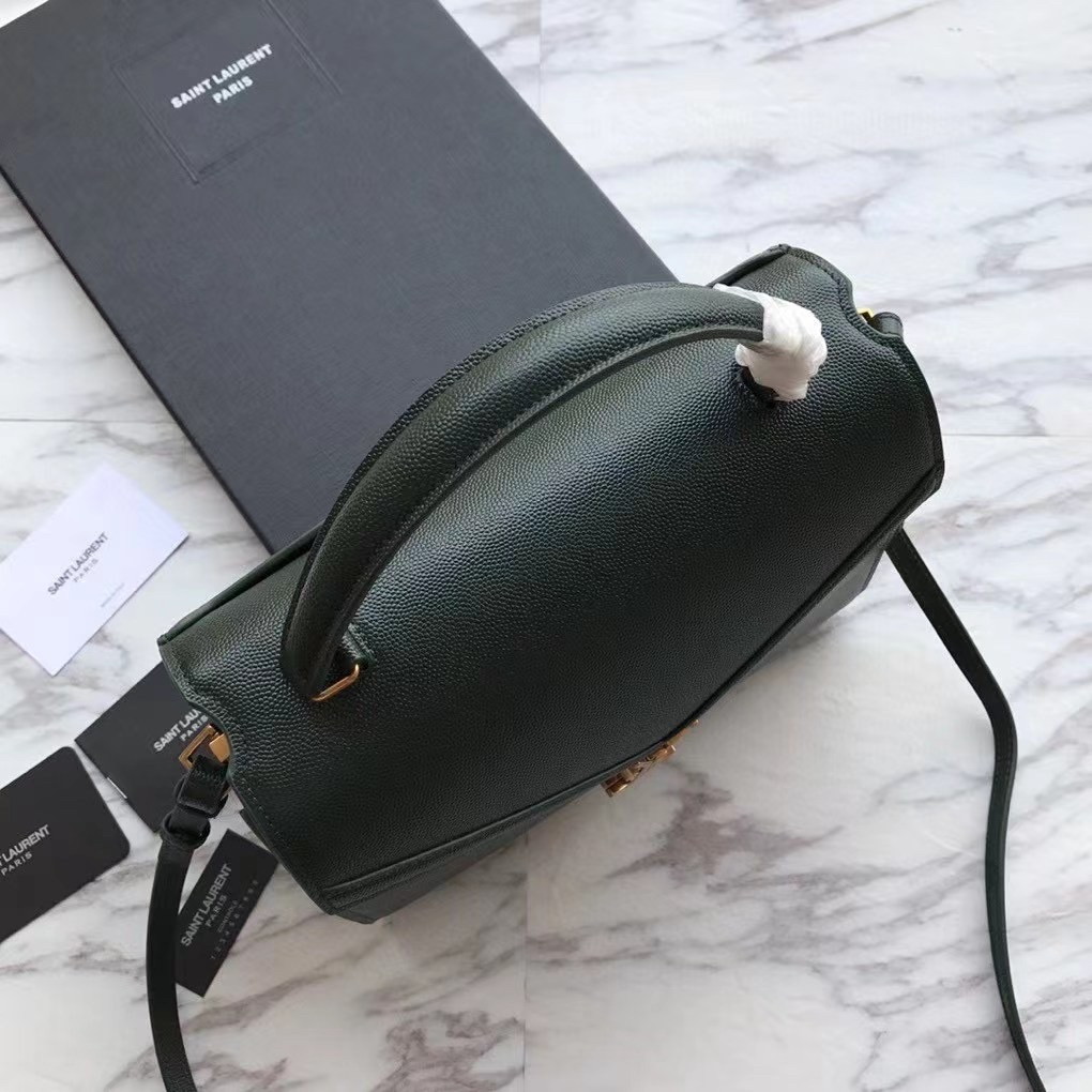 Saint Laurent Cassandra Medium Bag In Green Grained Leather - Image 3