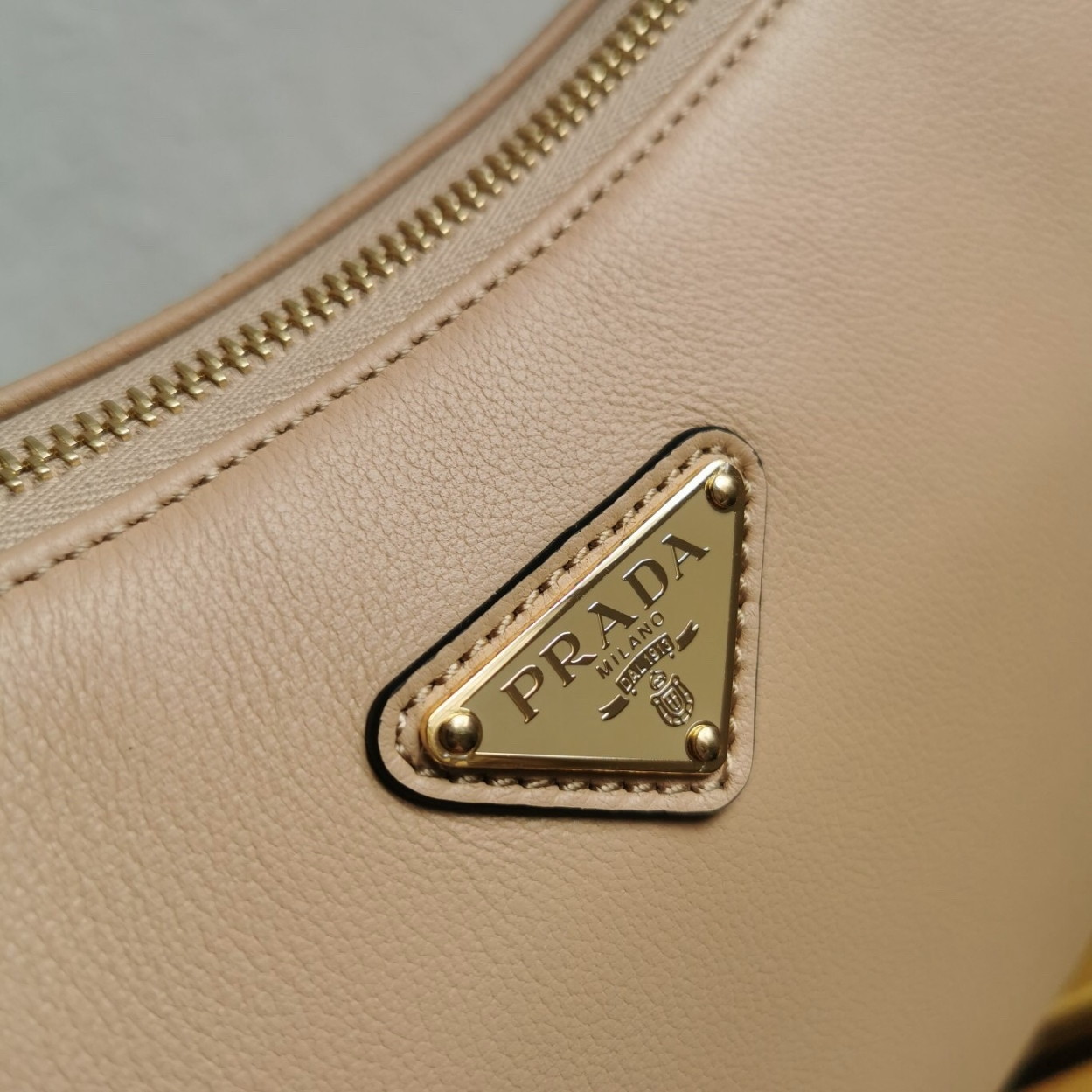 Prada Aimee Large Shoulder Bag in Travertine Leather - Image 4