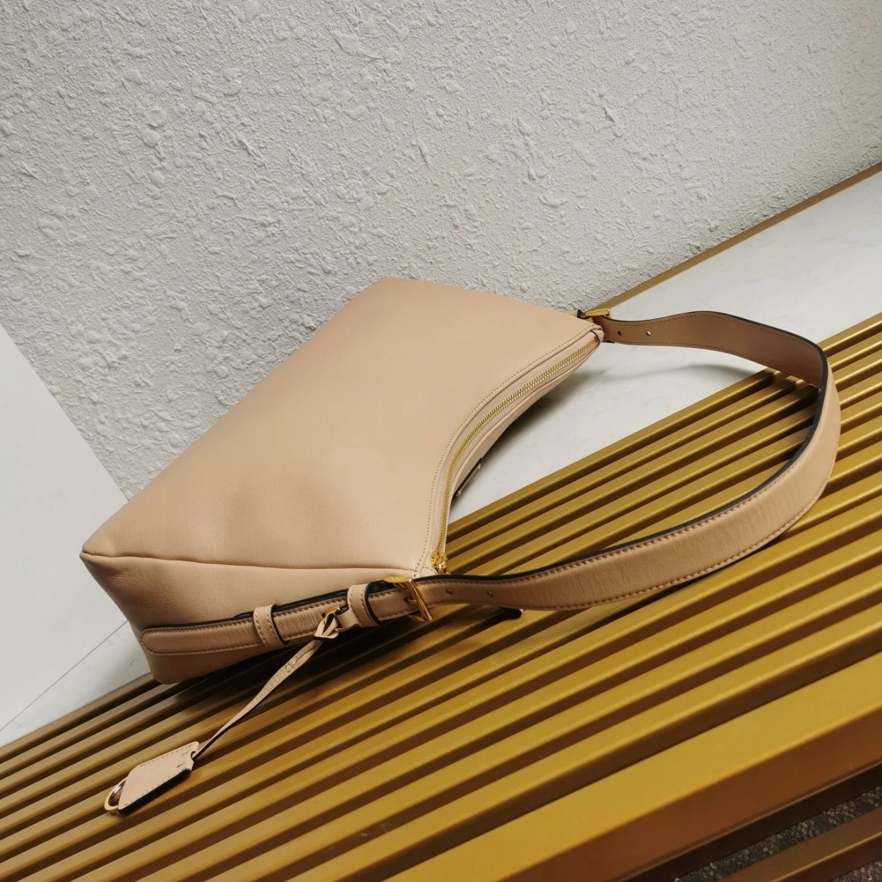 Prada Aimee Large Shoulder Bag in Travertine Leather - Image 8