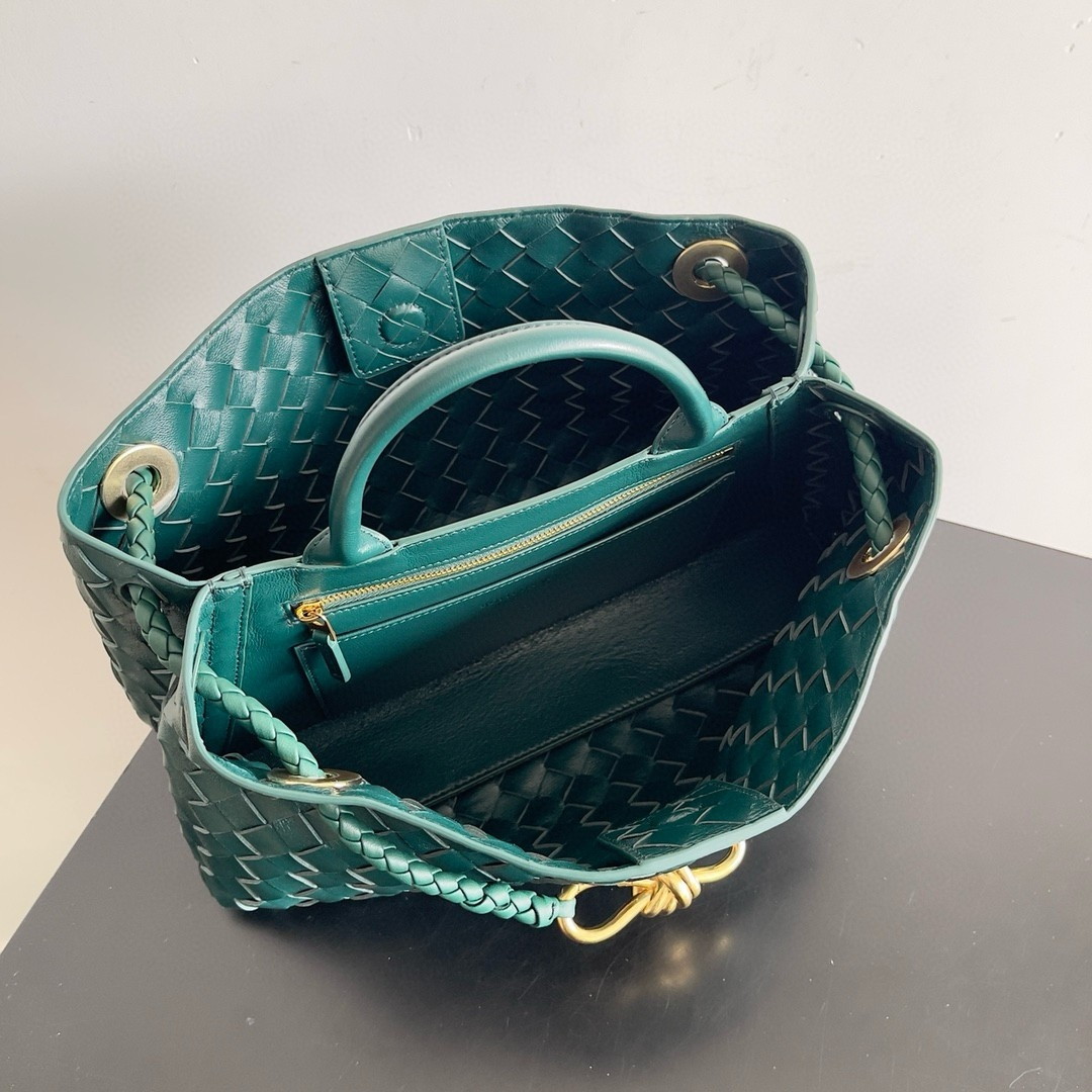 Bottega Veneta Andiamo Small East/West Bag in Green Intrecciato Lambskin - Image 4
