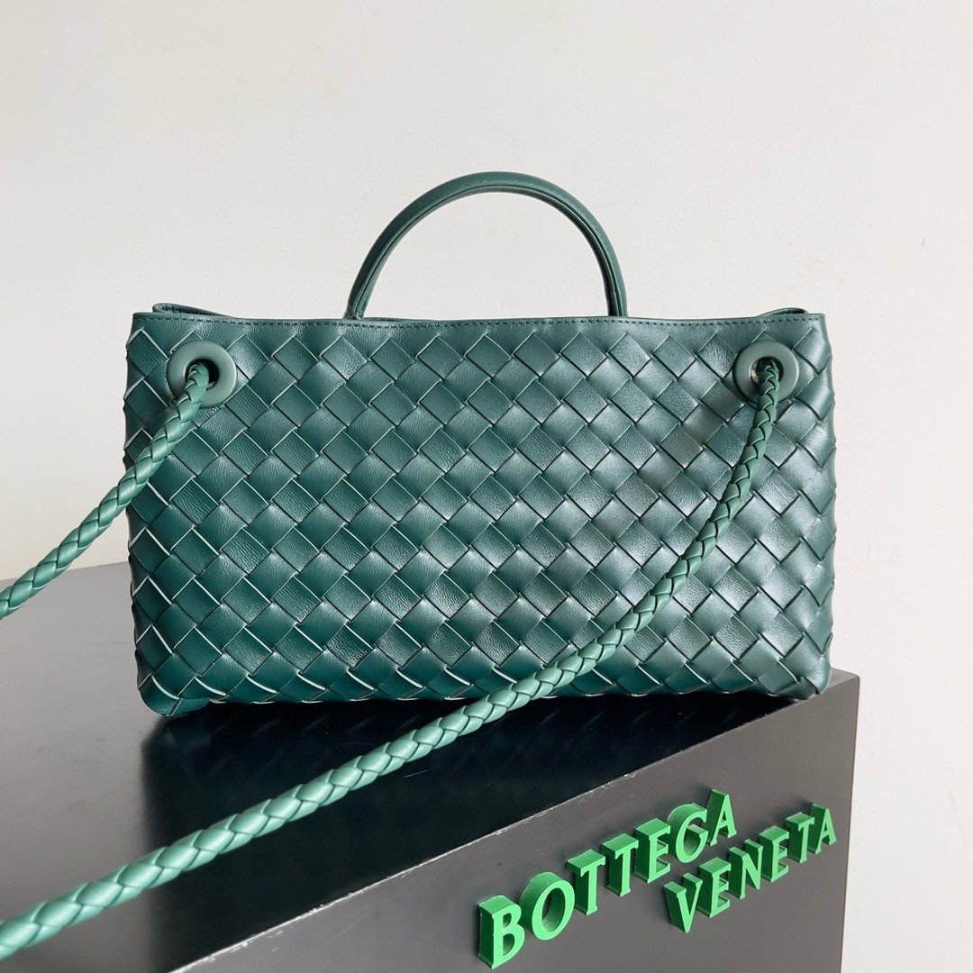 Bottega Veneta Andiamo Small East/West Bag in Green Intrecciato Lambskin - Image 5