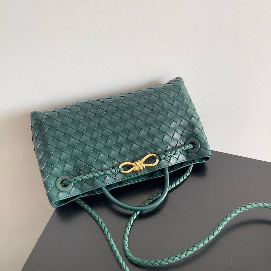 Bottega Veneta Andiamo Small East/West Bag in Green Intrecciato Lambskin - Image 7