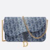 Dior Saddle Chain Pouch in Blue Denim Oblique Jacquard