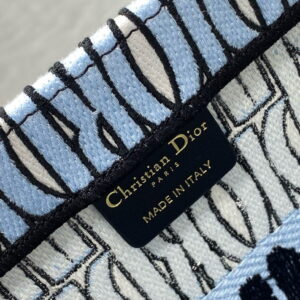 Dior Medium Book Tote Bag in Blue Miss Dior Allover Embroidery