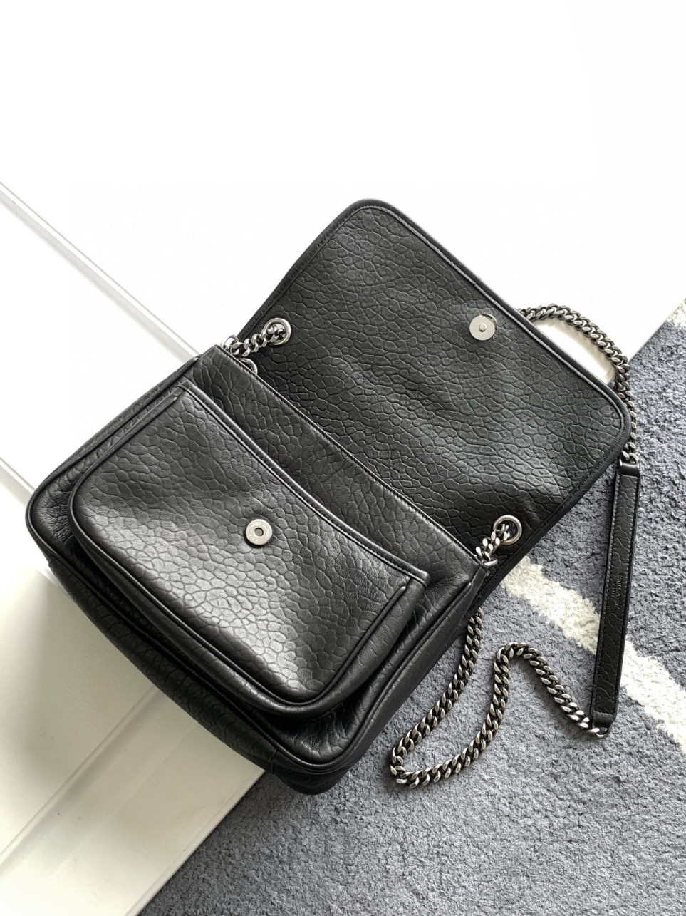 Saint Laurent Niki Medium Chain Bag in Black Grained Lambskin - Image 8