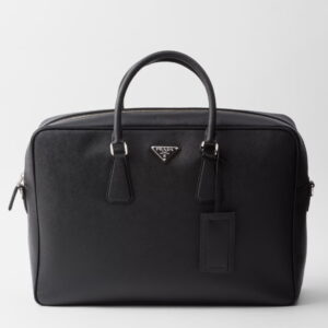 Prada Large Briefcase in Black Saffiano Leather