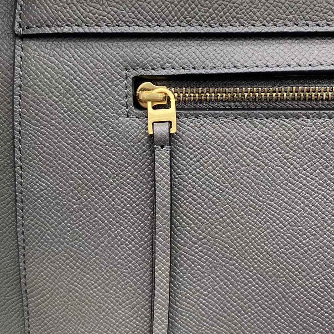 Celine Belt Mini Bag In Grey Grained Calfskin - Image 8