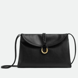 Bottega Veneta Medium Liberta Bag in Black Calfskin