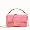 Fendi Small Baguette Bag In Pink FF Nappa Leather
