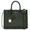 Saint Laurent Sac De Jour Baby Bag in Green Crocodile Embossed Leather