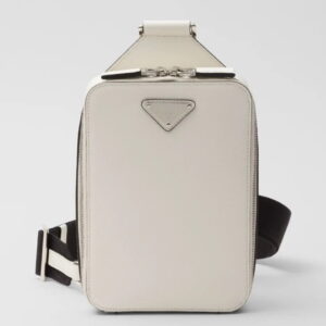 Prada Brique Slingbag Bag in White Saffiano Leather