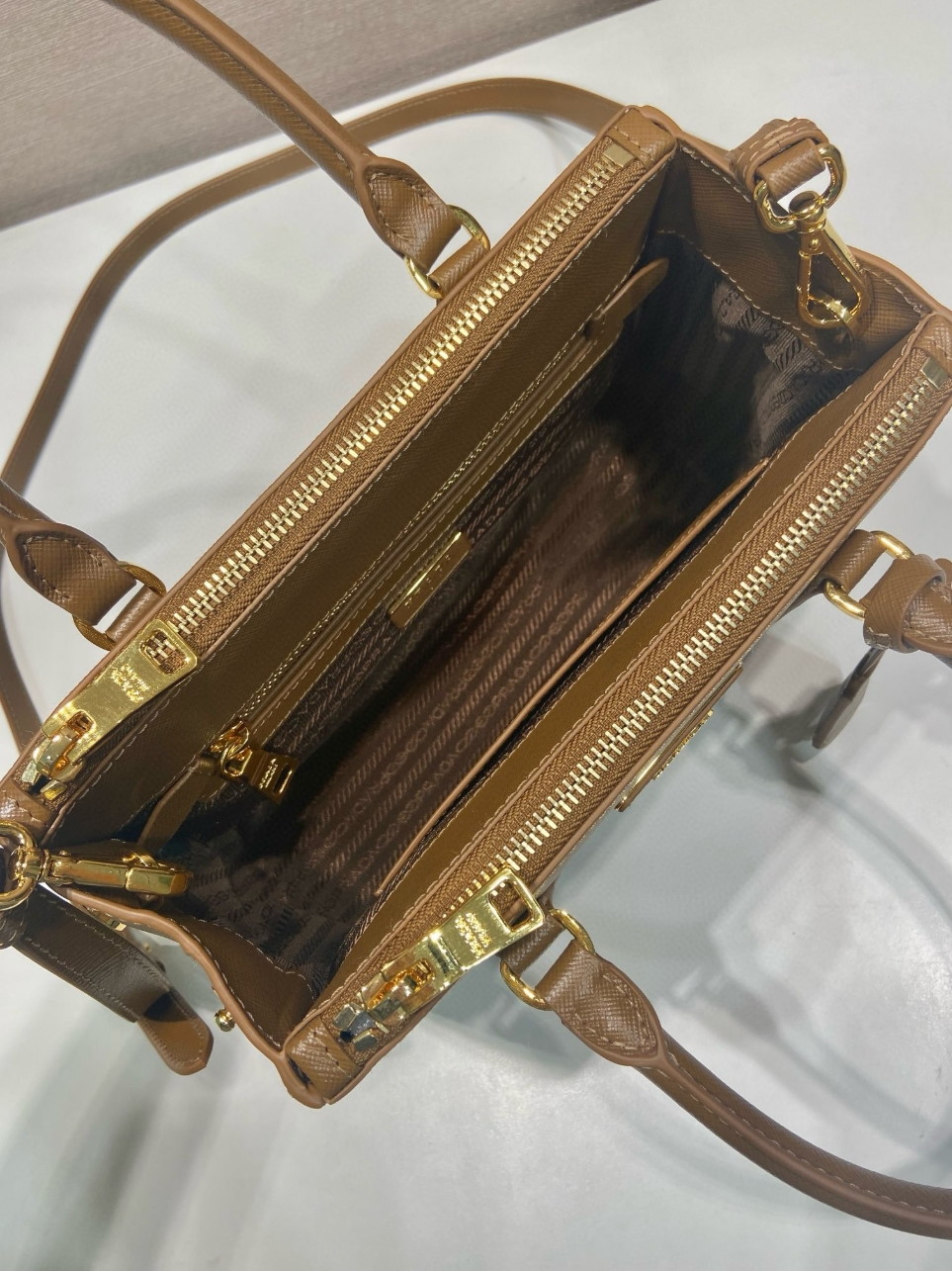 Prada Galleria Small Bag in Caramel Saffiano Leather - Image 8