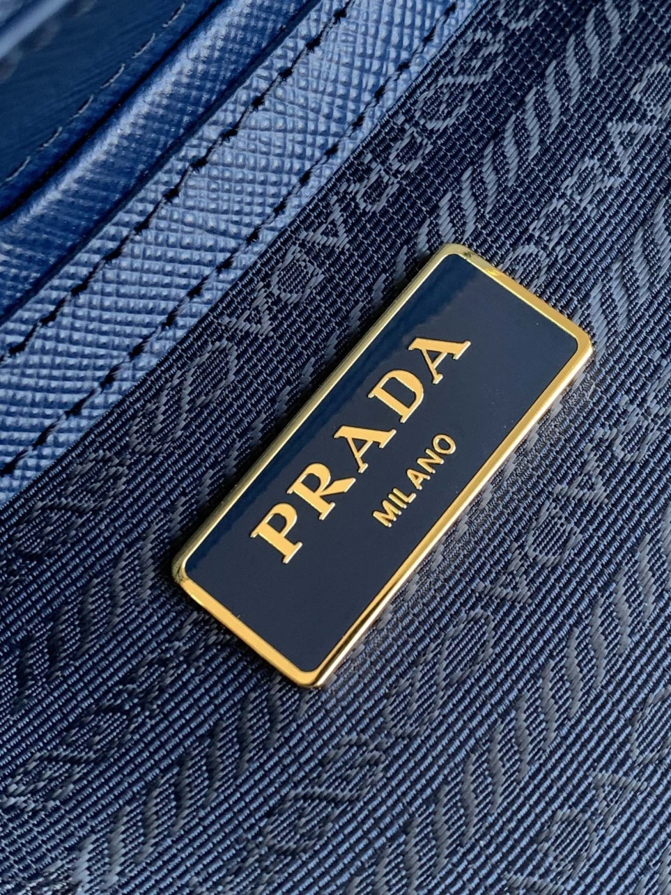 Prada Mini Galleria Bag in Blue Saffiano Leather - Image 10