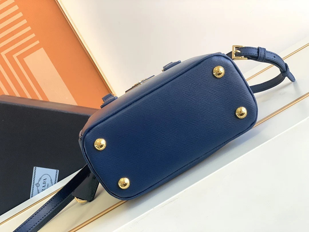 Prada Mini Galleria Bag in Blue Saffiano Leather - Image 5