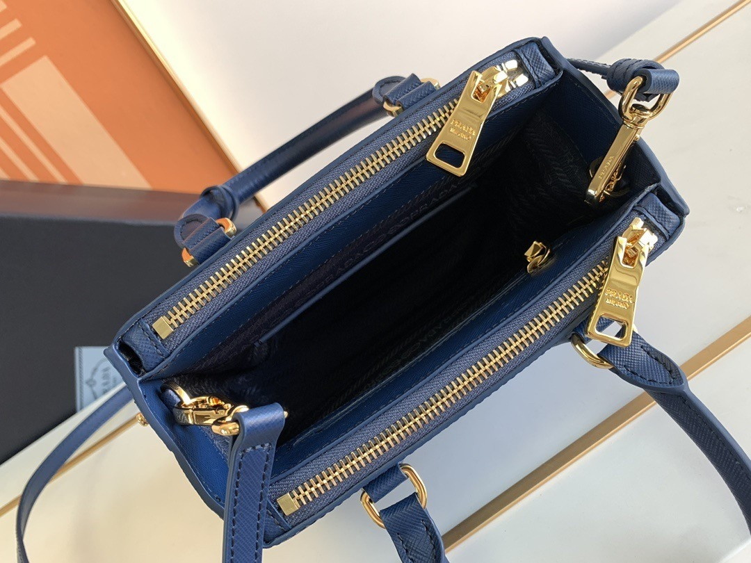 Prada Mini Galleria Bag in Blue Saffiano Leather - Image 6