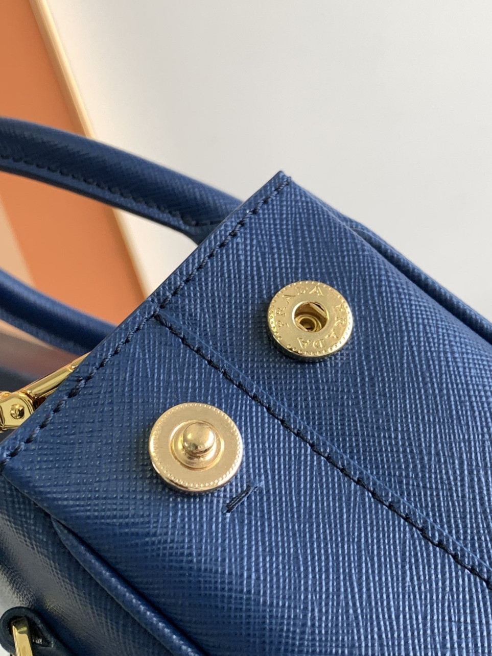 Prada Mini Galleria Bag in Blue Saffiano Leather - Image 9
