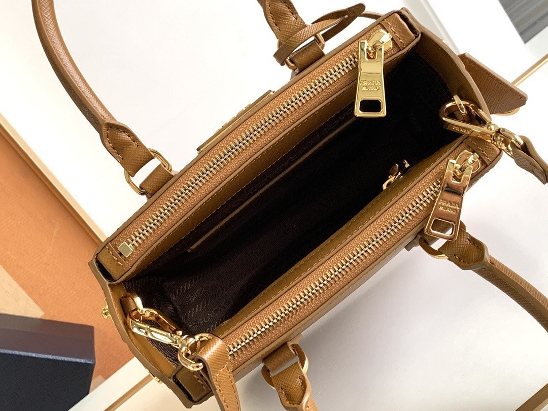 Prada Mini Galleria Bag in Brown Saffiano Leather - Image 2