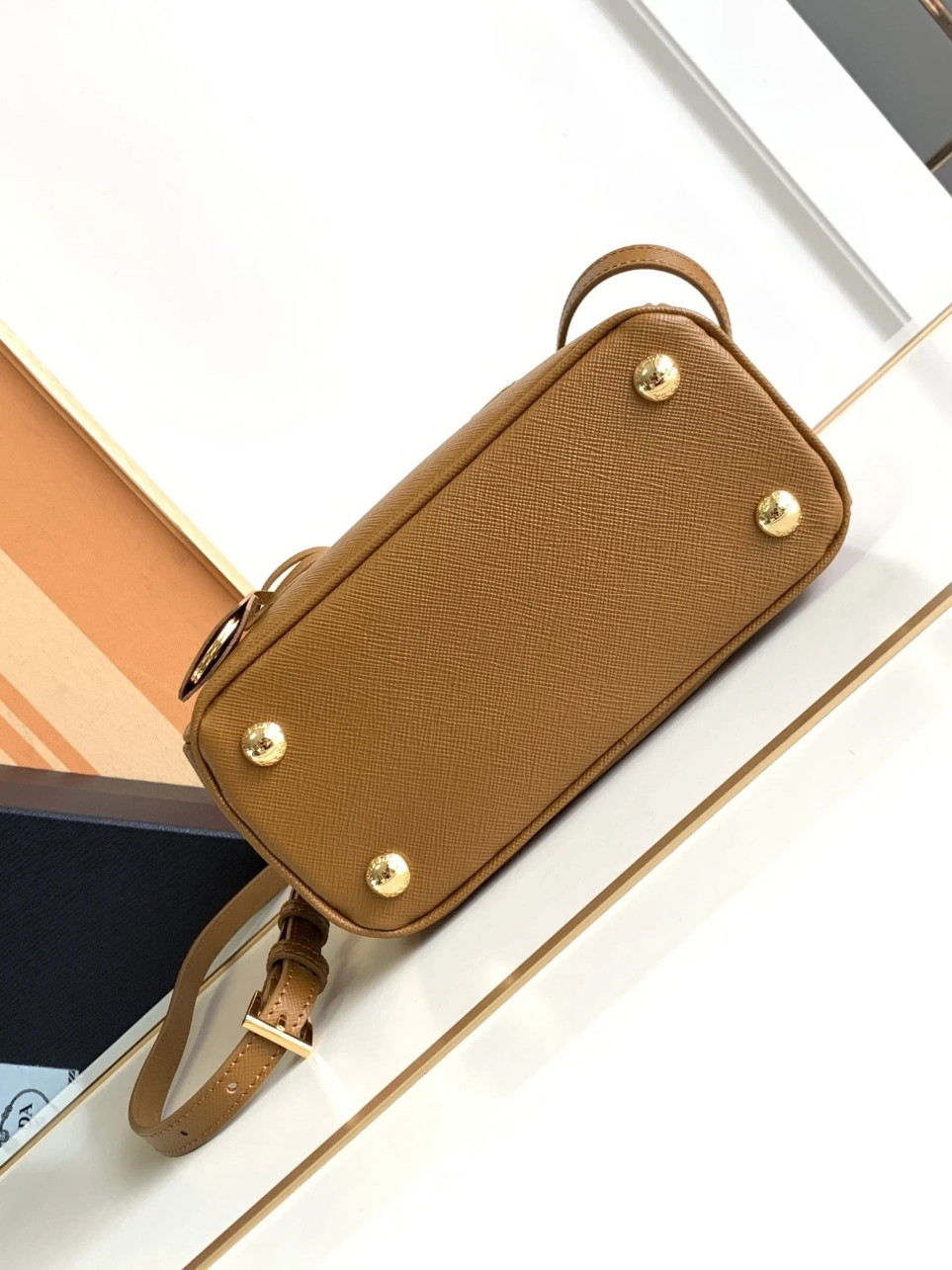 Prada Mini Galleria Bag in Brown Saffiano Leather - Image 4