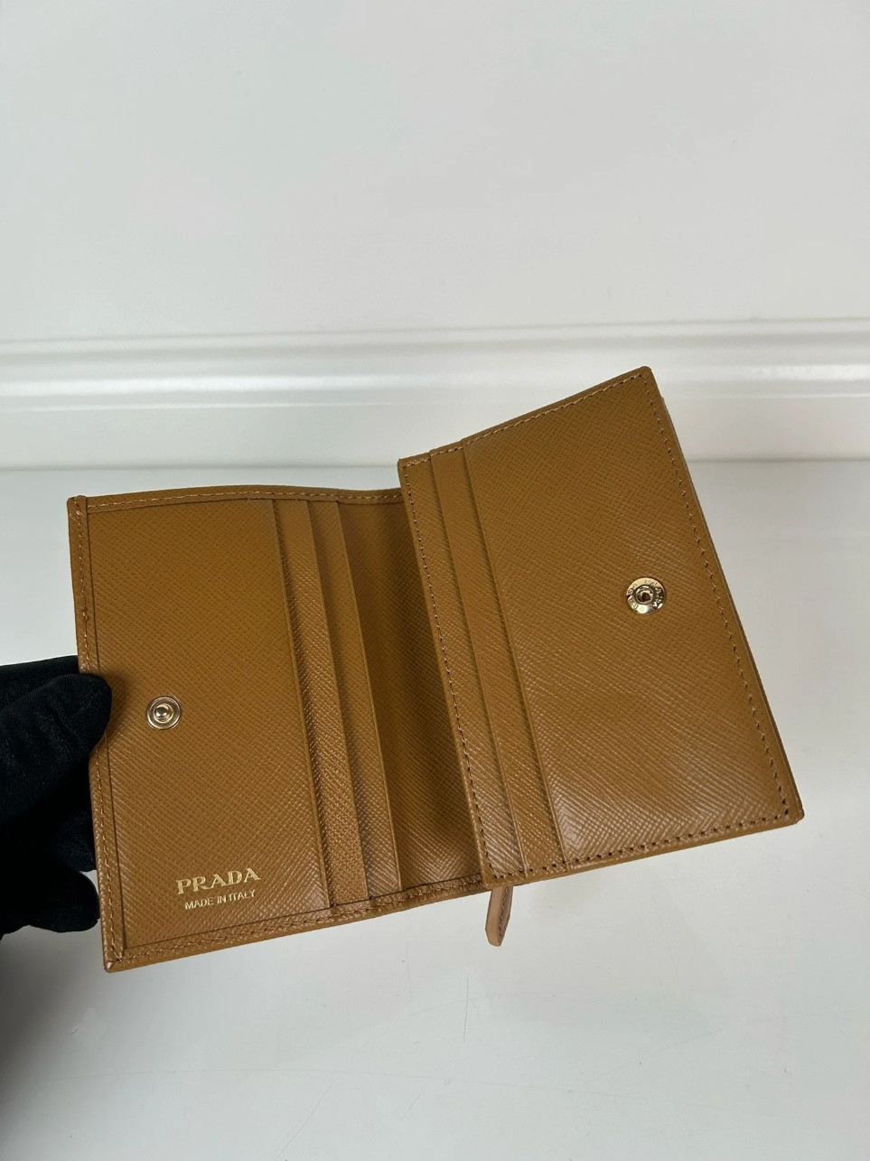 Prada Small Wallet in Caramel Saffiano Calfskin - Image 9