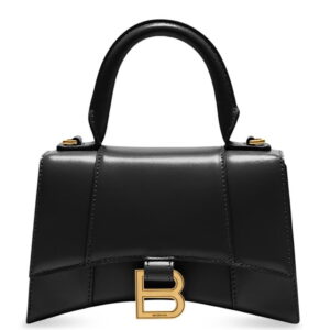 Balenciaga Hourglass XS Bag in Black Box Calfskin