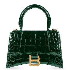 Balenciaga Hourglass XS Bag in Green Crocodile Embossed Calfskin