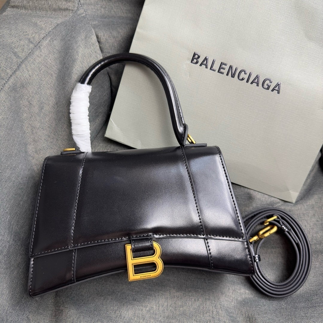 Balenciaga Hourglass Small Bag in Black Box Calfskin - Image 9