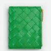Bottega Veneta Small Bi-Fold Wallet in Green Intrecciato Lambskin