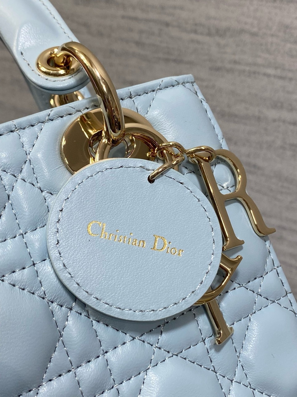 Dior Small Lady Dior My ABCDior Bag in Pale Blue Lambskin - Image 6
