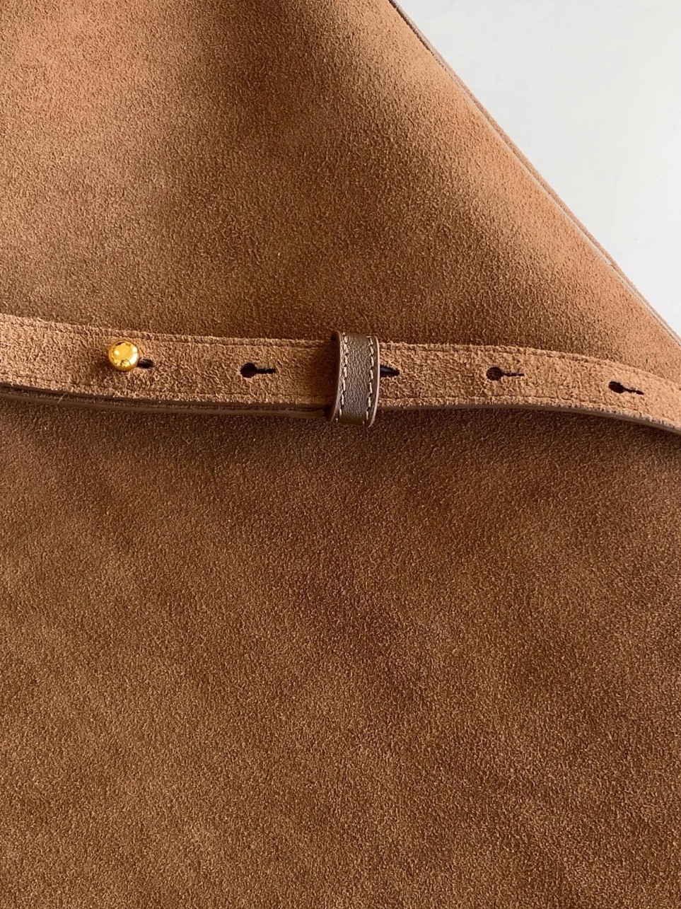 Prada Buckle Large Handbag with Belt in Cocoa Suede Calfskin - Image 10