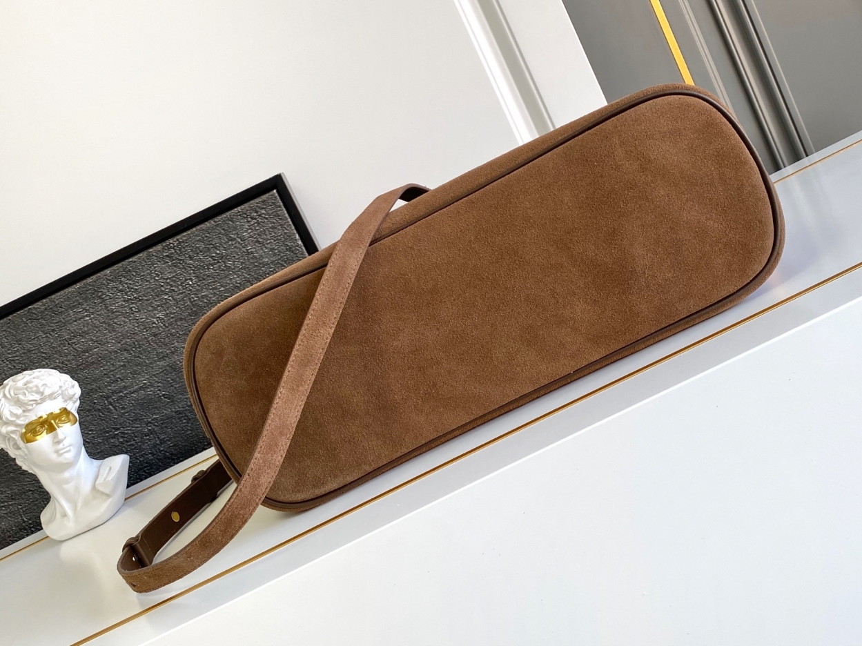 Prada Buckle Large Handbag with Belt in Cocoa Suede Calfskin - Image 3
