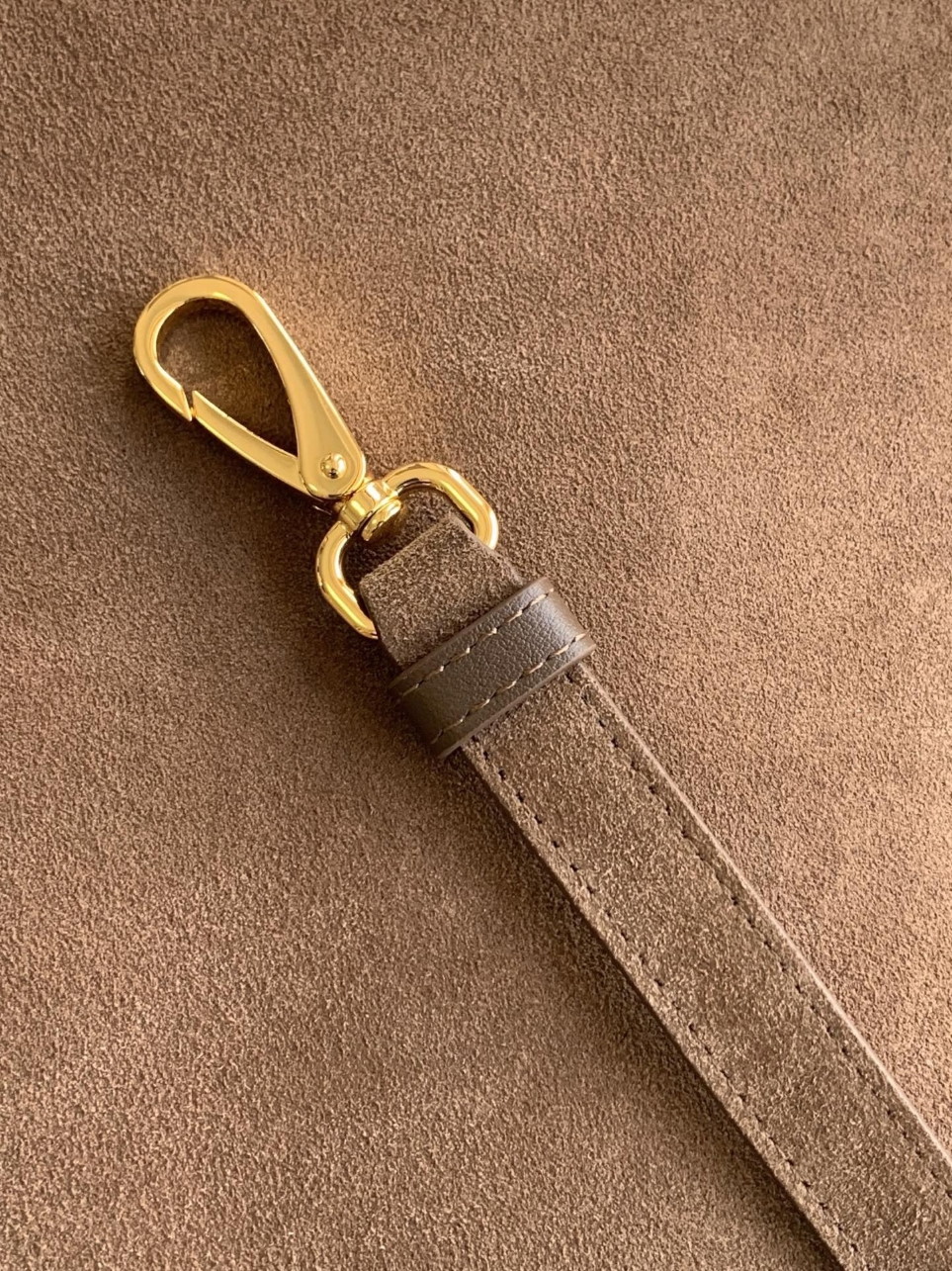 Prada Buckle Large Handbag with Belt in Cocoa Suede Calfskin - Image 6