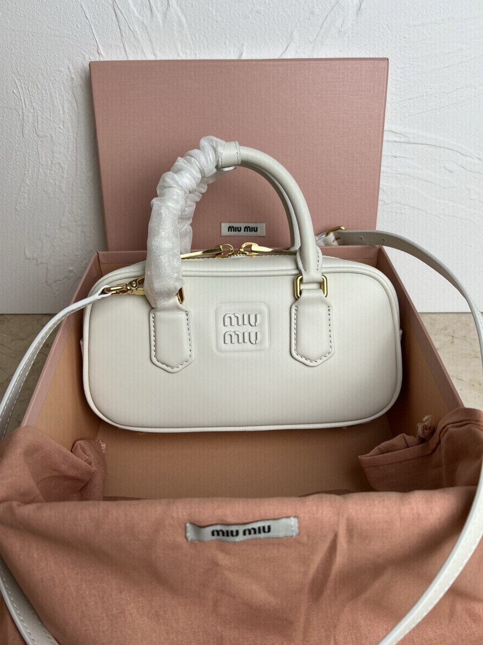 Miu Miu Arcadie Medium Bag in White Leather - Image 2