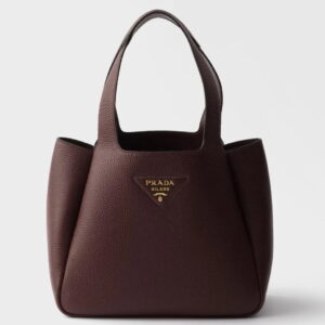 Prada Small Tote Bag in Burgundy Grained Leather