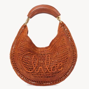Chloe Summer Banana Hobo Bag in Brown Raffia