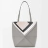 Loewe x Albers Medium Puzzle Fold Tote Bag in Grey Calfskin